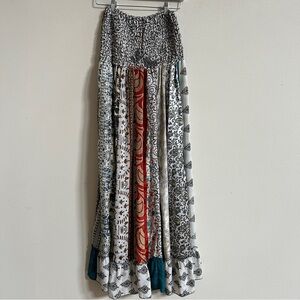 Earthbound Smocked Strapless Maxi Dress Small